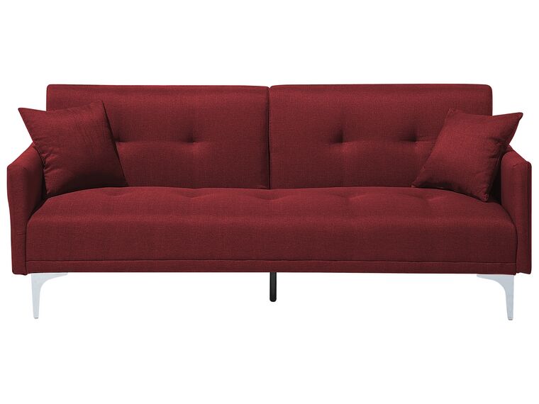 Sofá-cama de 3 lugares em tecido vermelho escuro LUCAN_768306