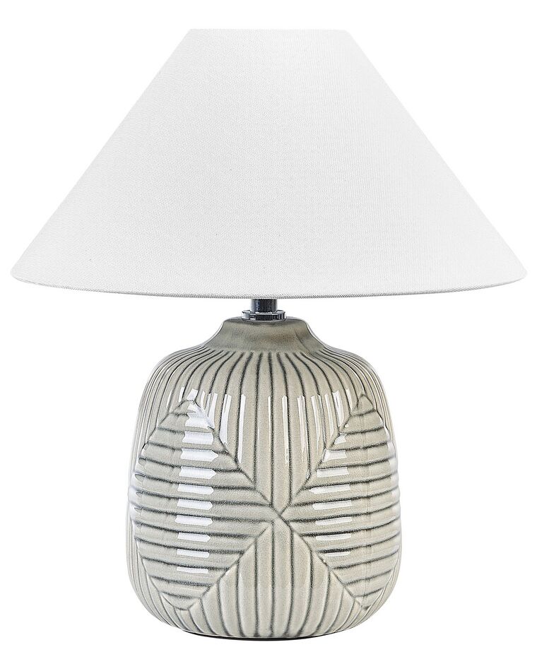 Lampada da tavolo ceramica grigio e bianco 35 cm CANELLES_844199