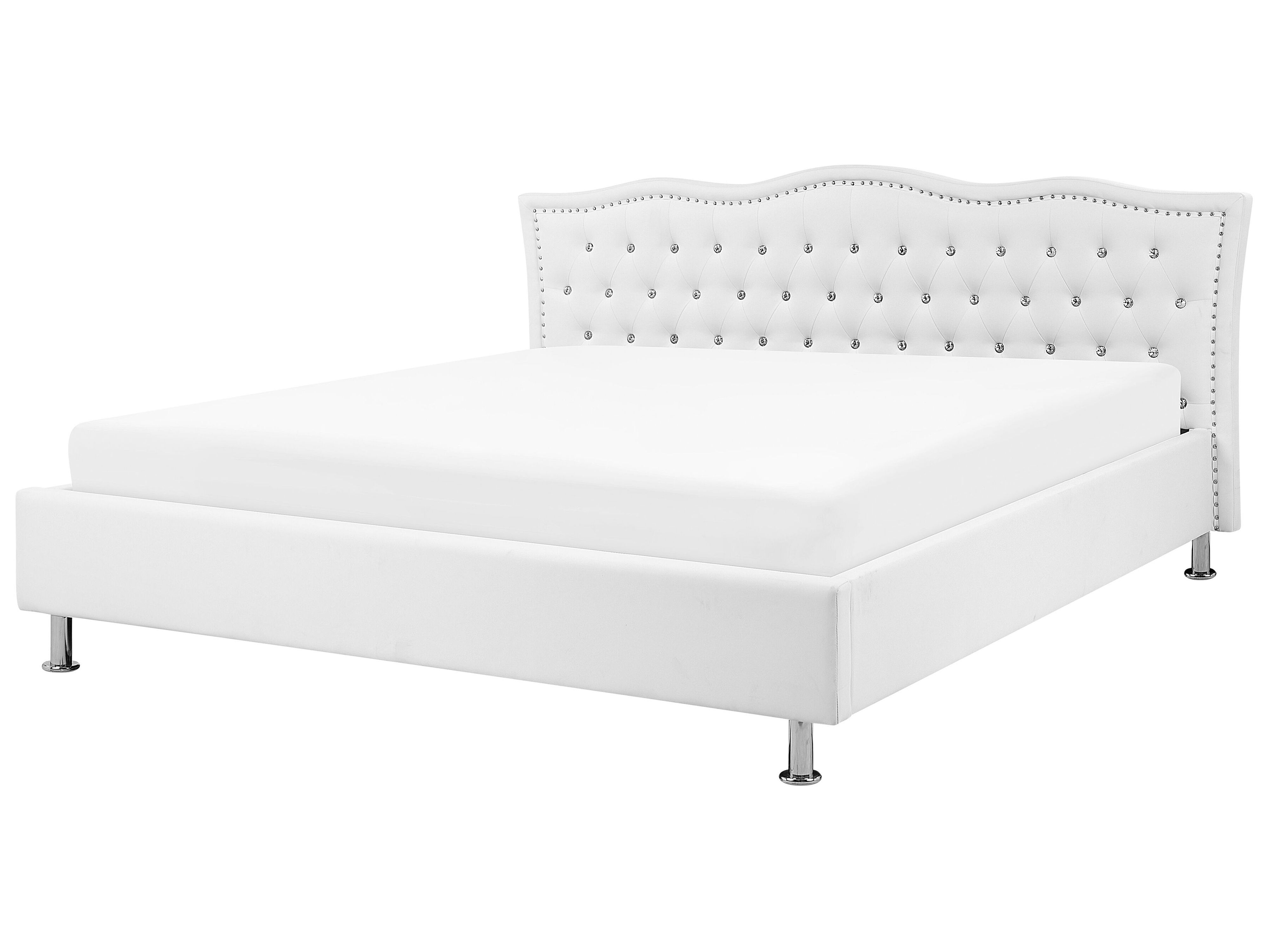 Faux Leather EU Super King Size Ottoman Bed White METZ Beliani.co.uk