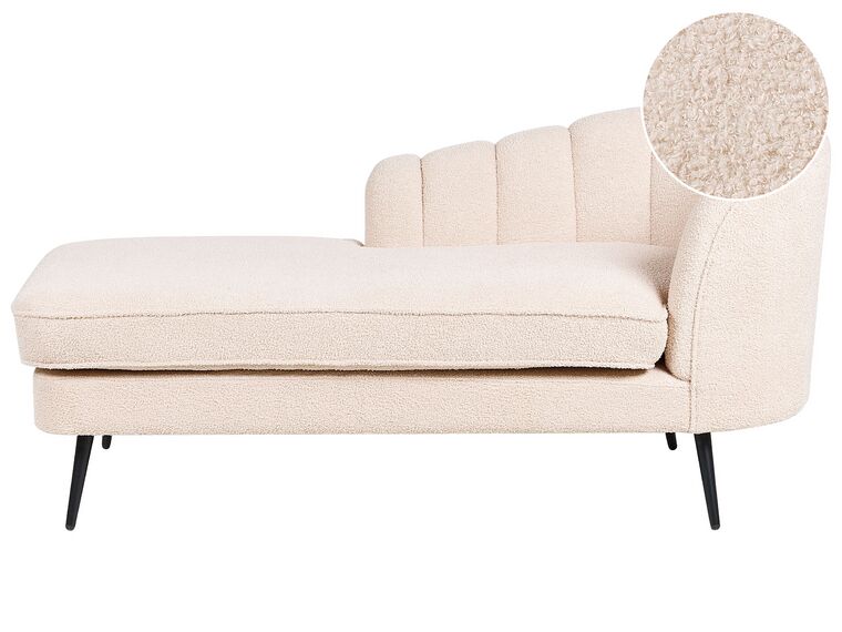 Right Hand Boucle Chaise Lounge Light Beige ALLIER_879211