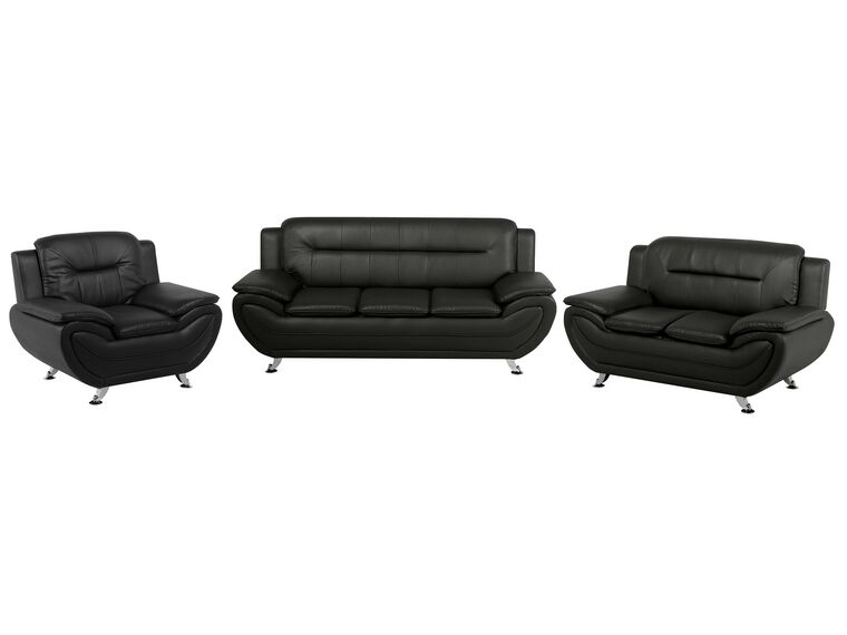 Sofa Set Kunstleder schwarz 6-Sitzer LEIRA_796905