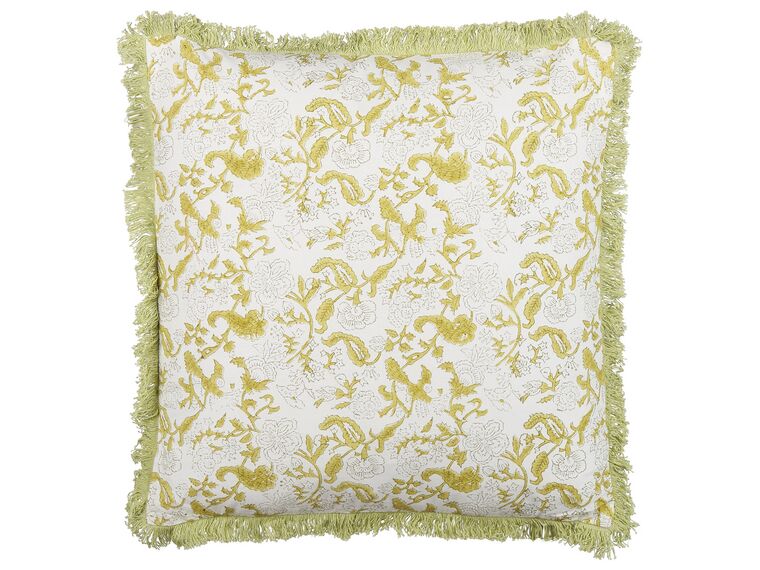 Cotton Cushion Flower Pattern 45x45 cm Green and White FILIX_838554