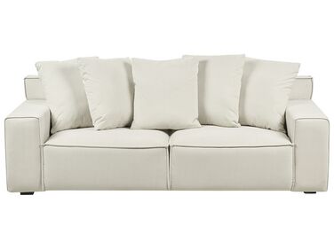 3-Sitzer Sofa Samtstoff cremeweiß mit Kissen VISKAN