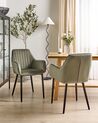 Sæt med 2 spisebordsstole velour olivengrøn WELLSTON_885821