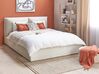 Zamatová posteľ s úložným priestorom 160 x 200 cm krémová biela BAJONNA_871252