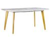 Spisebord 160/200 cm Hvid Marmorlook/Guld MOSBY_793886