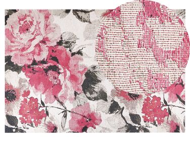Tapete de algodão com motivo floral rosa 140 x 200 cm EJAZ