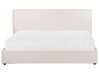 Cama con almacenaje de terciopelo blanco crema 180 x 200 cm LAVAUR_870980