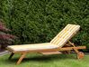 Leżak ogrodowy drewniany z poduszką żółto-białą CESANA_774989
