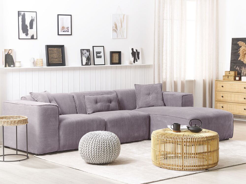 Ecksofa Cord grau linksseitig 3Sitzer DOLVA Beliani.de