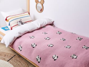 Cotton Kids Blanket Pandas Motif 130 x 170 cm Pink TALOKAN