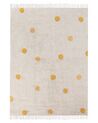 Kinderteppich Baumwolle beige / gelb 140 x 200 cm gepunktetes Muster Kurzflor DARDERE_906587