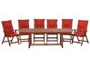 Zestaw ogrodowy drewno akacjowe stół i 6 krzeseł z poduszkami czerwonymi TOSCANA_783940