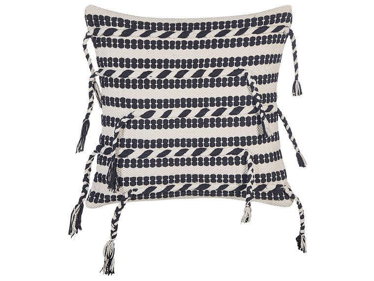 Cotton Cushion Striped Pattern 45 x 45 cm Black and White ENDIVE_843525