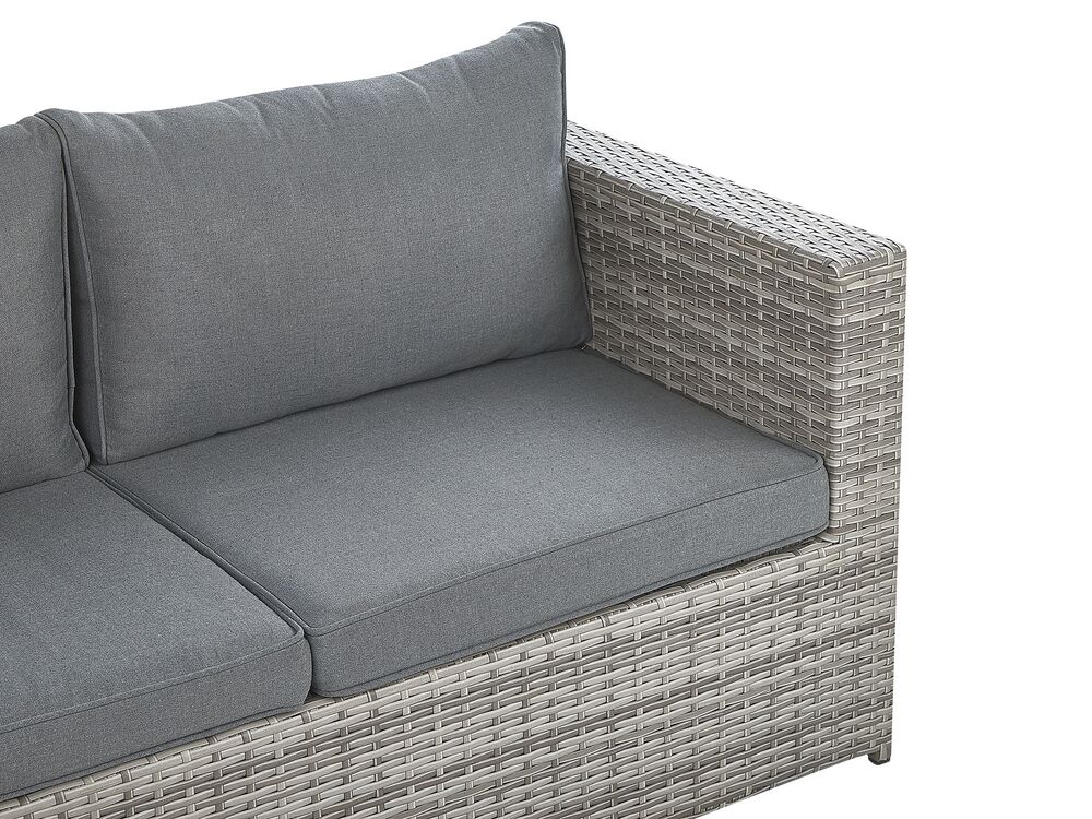Lounge Set Rattan hellgrau 5Sitzer Auflagen grau SABBIA Beliani.de