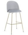 Conjunto de 2 sillas de bar de terciopelo gris claro/dorado ARCOLA_781134