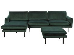 3-istuttava kulmasohva ja rahi sametti oikeak. vihreä VINTERBRO