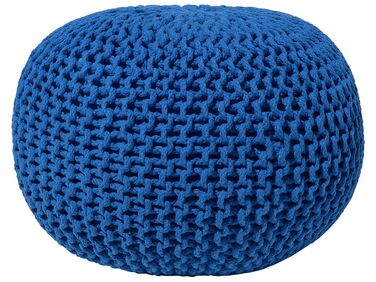 Cotton Knitted Pouffe 50 x 35 cm Navy Blue CONRAD