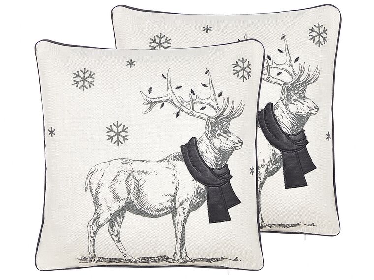 Sæt med 2 puder Reindeer Motiv 45 x 45 cm sort og hvid SVEN_814104