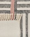 Teppich Baumwolle beige / schwarz 80 x 150 cm abstraktes Muster Fransen Kurzflor MURADIYE_817051