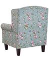 Fabric Wingback Chair with Footstool Floral Pattern Green HAMAR_794166