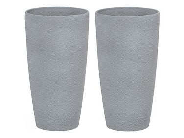 Conjunto de 2 vasos para plantas em pedra cinzenta 23 x 23 x 43 cm ABDERA