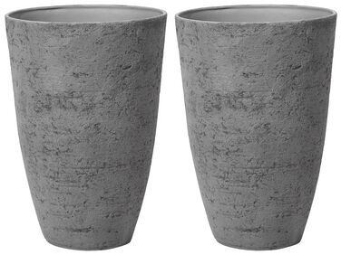 Conjunto de 2 vasos para plantas em pedra cinzenta 51 x 51 x 71 cm CAMIA