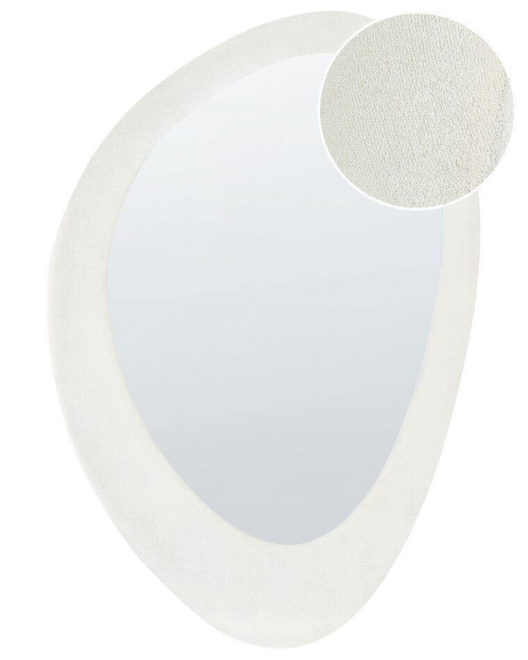 Wandspiegel Samtstoff weiß oval 60 x 90 cm AUDES_903918