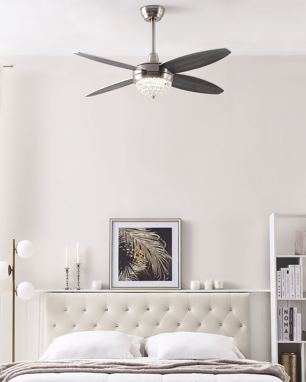 plafondventilator met lamp zilver grijs zarqa gratis levering