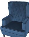Fotel welurowy z podnóżkiem niebieski SANDSET_776375