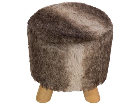 Faux Fur Footstool Brown And Beige Topeka Beliani No