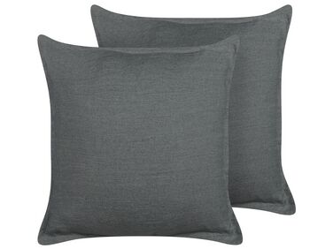 Set of 2 Linen Cushions 45 x 45 cm Dark Grey SUBULATA