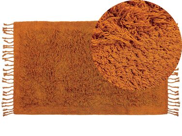 Teppich Baumwolle orange 80 x 150 cm Fransen Shaggy BITLIS