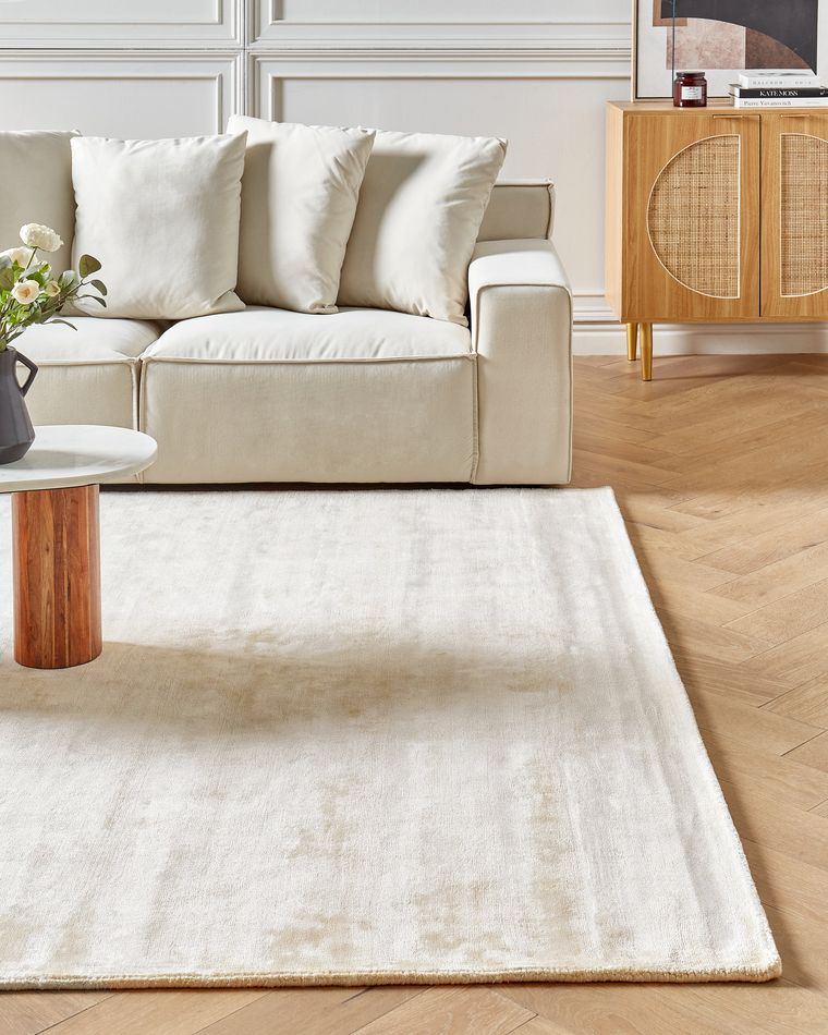 Teppich Viskose hellbeige 200 x 300 cm Kurzflor GESI II Beliani.de