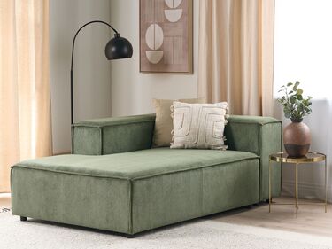 Right Hand Jumbo Cord Chaise Lounge Green APRICA