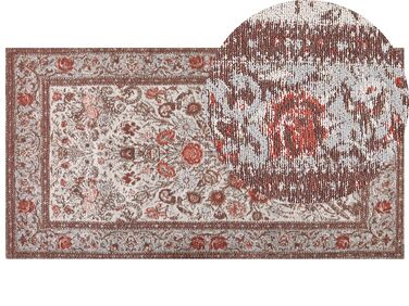 Teppich Baumwolle mehrfarbig Bumenmuster 80 x 150 cm Kurzflor BINNISZ
