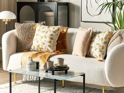 Koristetyyny kangas beige/keltainen 45 x 45 cm 2 kpl ABUTILON Koristetyyny kangas beige/keltainen 45 x 45 cm 2 kpl ABUTILON