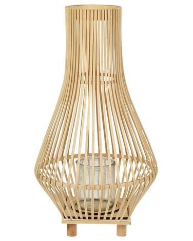 Lanterne décorative 58 cm en bois clair LEYTE