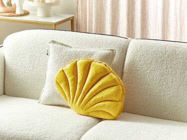 Velvet Seashell Cushion 47 x 35 cm Yellow CONSOLIDA