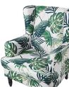 Armchair with Footstool Leaf Pattern White and Green SANDSET_776323