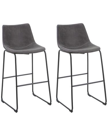 Set of 2 Fabric Bar Chairs Grey FRANKS