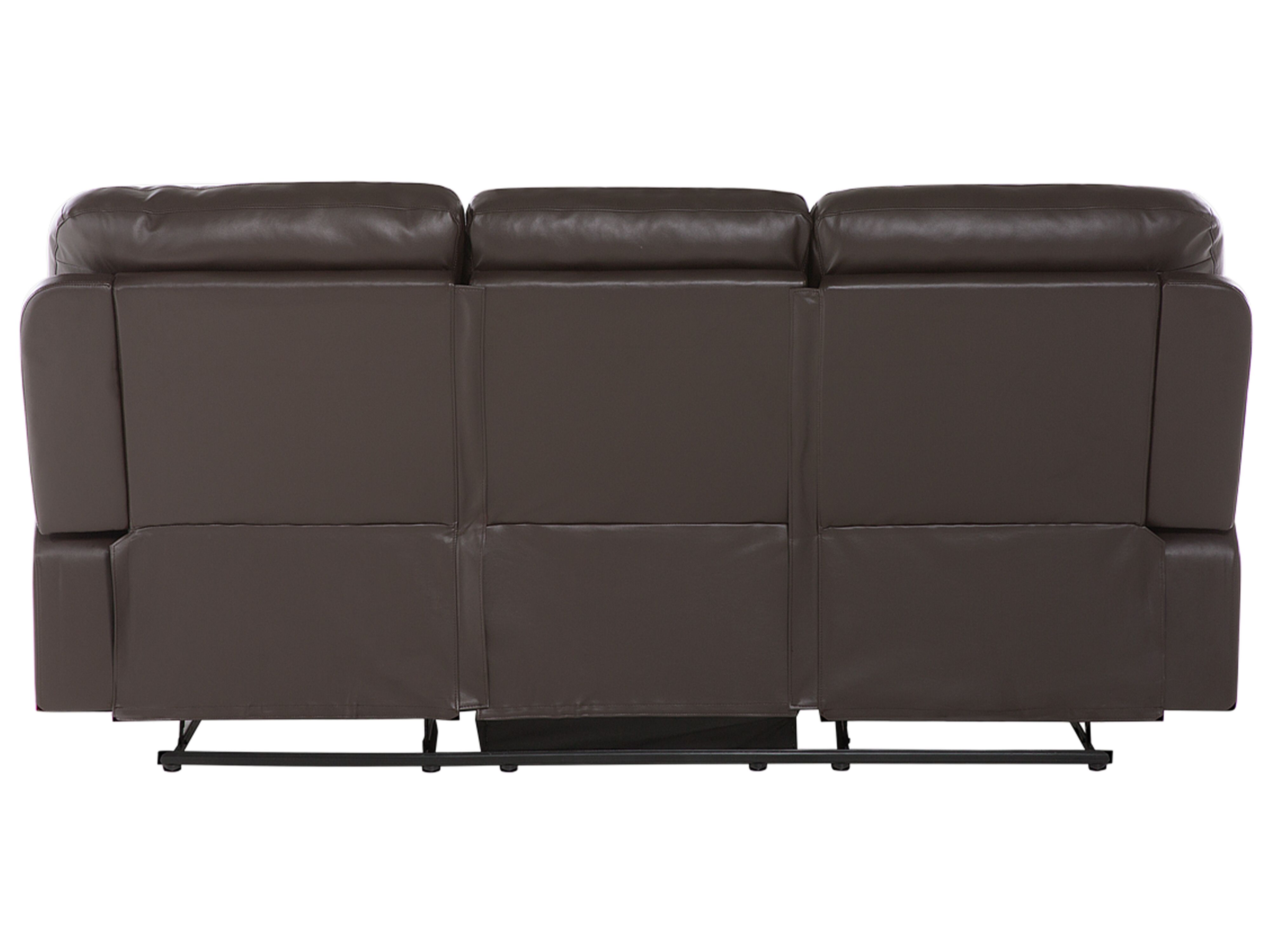 3 Seater Faux Leather Manual Recliner Sofa Brown BERGEN Beliani.co.uk