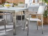 Gartenmöbel Set Granit grau poliert 180 x 90 cm 6-Sitzer Stühle Textilbespannung weiss GROSSETO_764075
