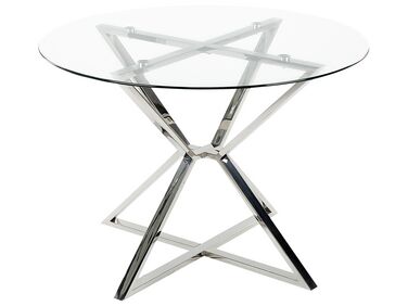 Ruokapöytä lasitasolla rosteri kirkas/hopea ⌀ 105 cm BOSCO