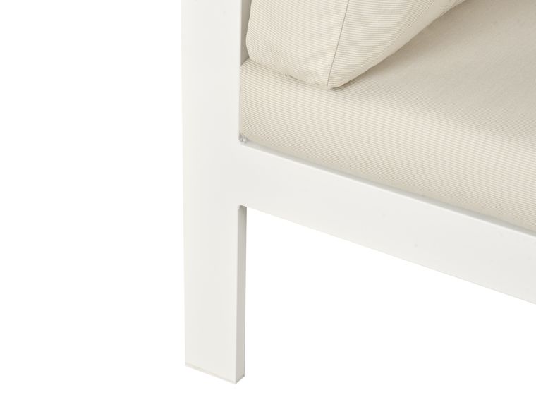 5 Seater Aluminum Garden Corner Sofa Set White with Cushions Beige