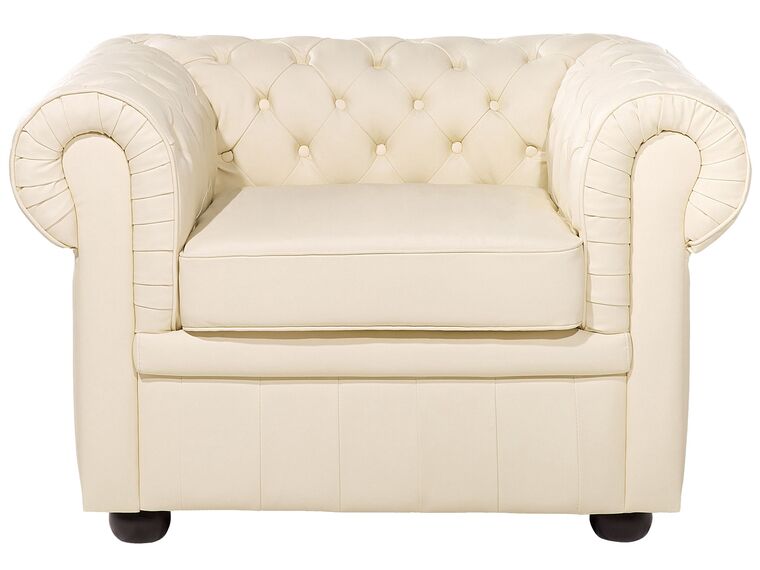 Leather Living Room Set Cream CHESTERFIELD Beliani.no