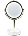 Specchio da tavolo LED oro e bianco ø 26 cm SAVOIE_848171