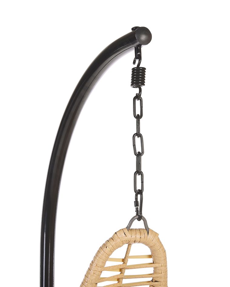 PE Rattan Hanging Chair with Stand Natural ATRI II Beliani.co.uk