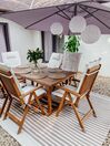 6 Seater Acacia Wood Garden Dining Set with Off-White Cushions JAVA_807451