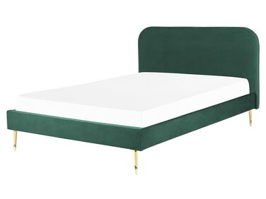 Łóżko welurowe 160 x 200 cm zielone FLAYAT